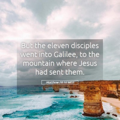 Picture 05 - Matthew 28:16 WEB - But the eleven disciples went into Galilee, to - Bible Verse Picture