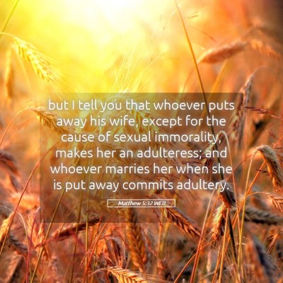 Picture 05 - Matthew 5:32 WEB - but I tell you that whoever puts away his wife, - Bible Verse Picture
