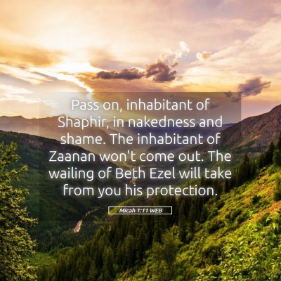 Picture 05 - Micah 1:11 WEB - Pass on, inhabitant of Shaphir, in nakedness and - Bible Verse Picture
