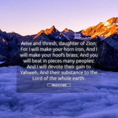 Picture 05 - Micah 4:13 WEB - Arise and thresh, daughter of Zion; For I will - Bible Verse Picture