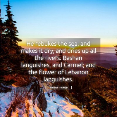 Picture 05 - Nahum 1:4 WEB - He rebukes the sea, and makes it dry, and dries - Bible Verse Picture