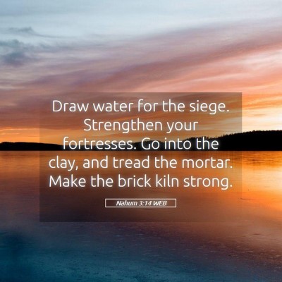 Picture 05 - Nahum 3:14 WEB - Draw water for the siege. Strengthen your - Bible Verse Picture