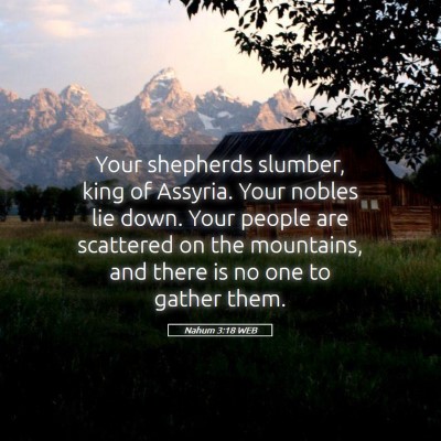 Picture 05 - Nahum 3:18 WEB - Your shepherds slumber, king of Assyria. Your - Bible Verse Picture