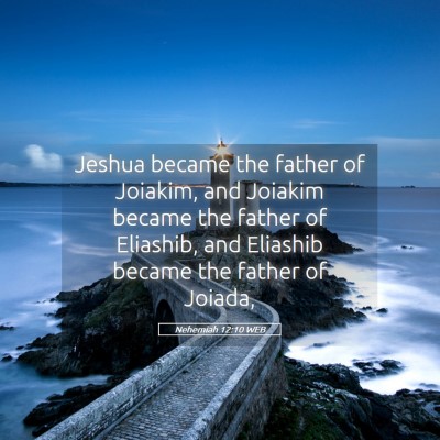 Picture 05 - Nehemiah 12:10 WEB - Jeshua became the father of Joiakim, and Joiakim - Bible Verse Picture