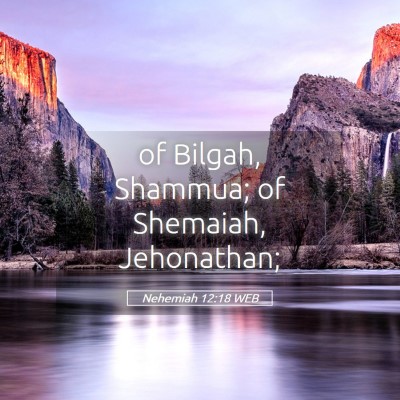 Picture 05 - Nehemiah 12:18 WEB - of Bilgah, Shammua; of Shemaiah, - Bible Verse Picture
