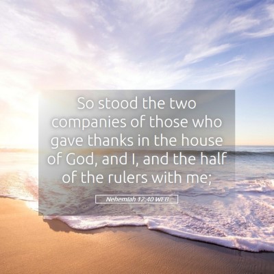 Picture 05 - Nehemiah 12:40 WEB - So stood the two companies of those who gave - Bible Verse Picture