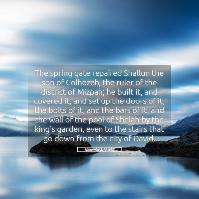 Picture 05 - Nehemiah 3:15 WEB - The spring gate repaired Shallun the son of - Bible Verse Picture