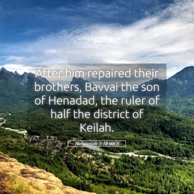 Picture 05 - Nehemiah 3:18 WEB - After him repaired their brothers, Bavvai the son - Bible Verse Picture