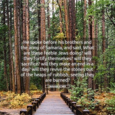 Picture 05 - Nehemiah 4:2 WEB - He spoke before his brothers and the army of - Bible Verse Picture