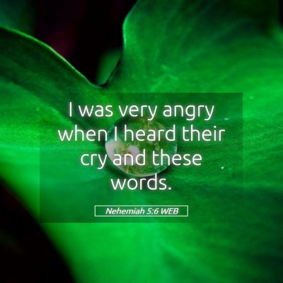 Picture 05 - Nehemiah 5:6 WEB - I was very angry when I heard their cry and these - Bible Verse Picture