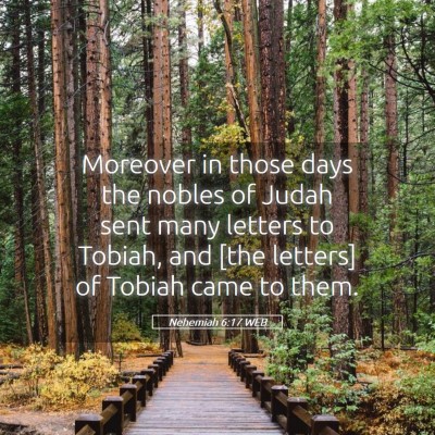 Picture 05 - Nehemiah 6:17 WEB - Moreover in those days the nobles of Judah sent - Bible Verse Picture