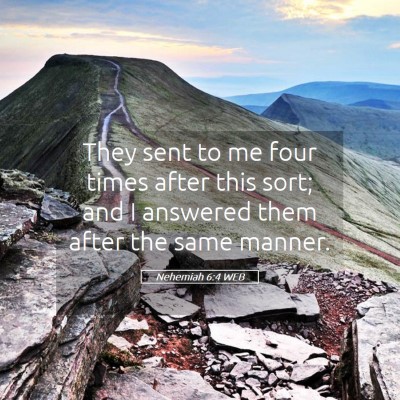 Picture 05 - Nehemiah 6:4 WEB - They sent to me four times after this sort; and I - Bible Verse Picture