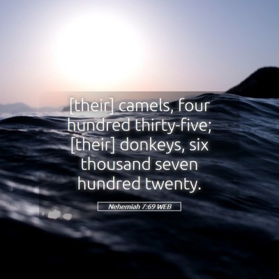 Picture 05 - Nehemiah 7:69 WEB - [their] camels, four hundred thirty-five; [their] - Bible Verse Picture