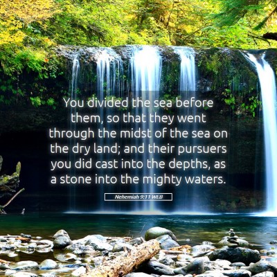 Picture 05 - Nehemiah 9:11 WEB - You divided the sea before them, so that they - Bible Verse Picture