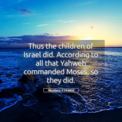 Picture 05 - Numbers 1:54 WEB - Thus the children of Israel did. According to all - Bible Verse Picture