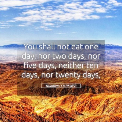 Picture 05 - Numbers 11:19 WEB - You shall not eat one day, nor two days, nor five - Bible Verse Picture