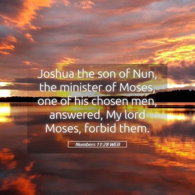 Picture 05 - Numbers 11:28 WEB - Joshua the son of Nun, the minister of Moses, one - Bible Verse Picture