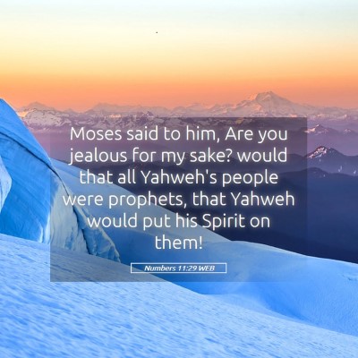 Picture 05 - Numbers 11:29 WEB - Moses said to him, Are you jealous for my sake? - Bible Verse Picture