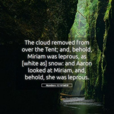 Picture 05 - Numbers 12:10 WEB - The cloud removed from over the Tent; and, - Bible Verse Picture