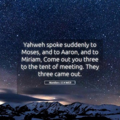 Picture 05 - Numbers 12:4 WEB - Yahweh spoke suddenly to Moses, and to Aaron, and - Bible Verse Picture