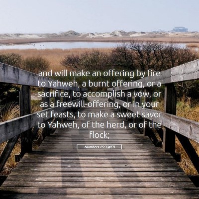 Picture 05 - Numbers 15:3 WEB - and will make an offering by fire to Yahweh, a - Bible Verse Picture