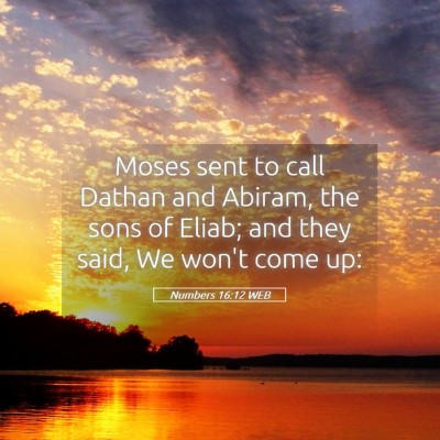 Picture 05 - Numbers 16:12 WEB - Moses sent to call Dathan and Abiram, the sons of - Bible Verse Picture