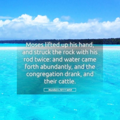 Picture 05 - Numbers 20:11 WEB - Moses lifted up his hand, and struck the rock - Bible Verse Picture
