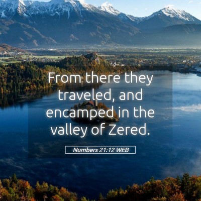 Picture 05 - Numbers 21:12 WEB - From there they traveled, and encamped in the - Bible Verse Picture