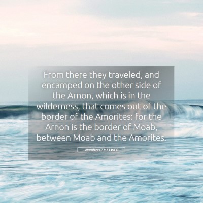 Picture 05 - Numbers 21:13 WEB - From there they traveled, and encamped on the - Bible Verse Picture