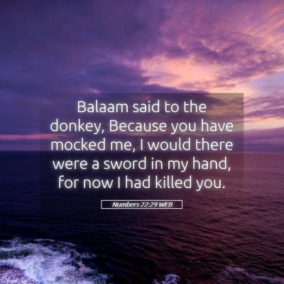 Picture 05 - Numbers 22:29 WEB - Balaam said to the donkey, Because you have - Bible Verse Picture