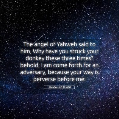Picture 05 - Numbers 22:32 WEB - The angel of Yahweh said to him, Why have you - Bible Verse Picture