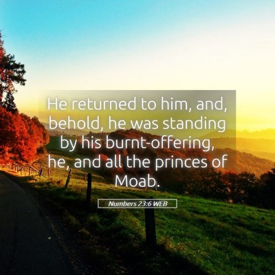 Picture 05 - Numbers 23:6 WEB - He returned to him, and, behold, he was standing - Bible Verse Picture