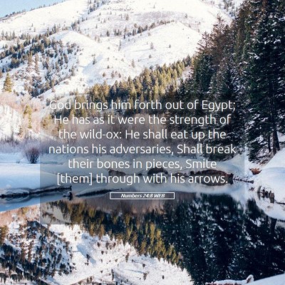 Picture 05 - Numbers 24:8 WEB - God brings him forth out of Egypt; He has as it - Bible Verse Picture
