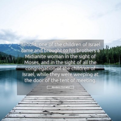 Picture 05 - Numbers 25:6 WEB - Behold, one of the children of Israel came and - Bible Verse Picture