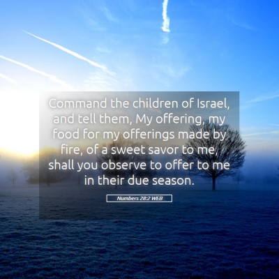 Picture 05 - Numbers 28:2 WEB - Command the children of Israel, and tell them, My - Bible Verse Picture