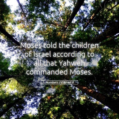 Picture 05 - Numbers 29:40 WEB - Moses told the children of Israel according to - Bible Verse Picture