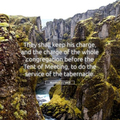 Picture 05 - Numbers 3:7 WEB - They shall keep his charge, and the charge of the - Bible Verse Picture