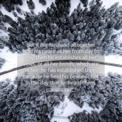Picture 05 - Numbers 30:14 WEB - But if her husband altogether hold his peace at - Bible Verse Picture