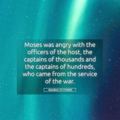 Picture 05 - Numbers 31:14 WEB - Moses was angry with the officers of the host, - Bible Verse Picture