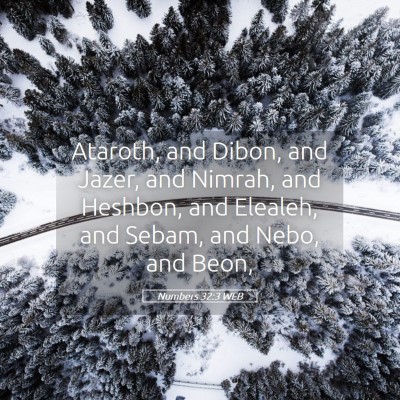 Picture 05 - Numbers 32:3 WEB - Ataroth, and Dibon, and Jazer, and Nimrah, and - Bible Verse Picture