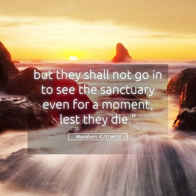 Picture 05 - Numbers 4:20 WEB - but they shall not go in to see the sanctuary - Bible Verse Picture