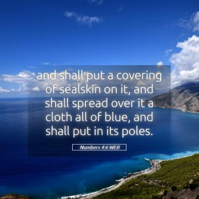 Picture 05 - Numbers 4:6 WEB - and shall put a covering of sealskin on it, and - Bible Verse Picture