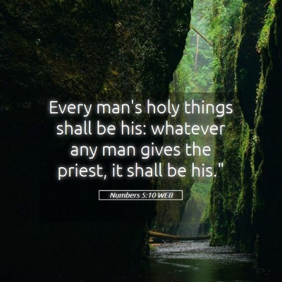 Picture 05 - Numbers 5:10 WEB - Every man's holy things shall be his: whatever - Bible Verse Picture