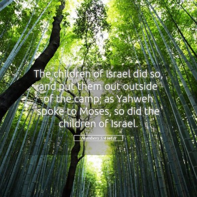 Picture 05 - Numbers 5:4 WEB - The children of Israel did so, and put them out - Bible Verse Picture
