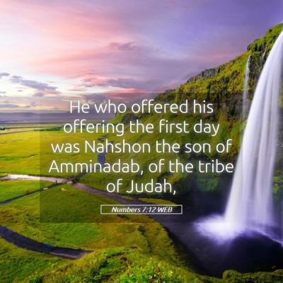 Picture 05 - Numbers 7:12 WEB - He who offered his offering the first day was - Bible Verse Picture