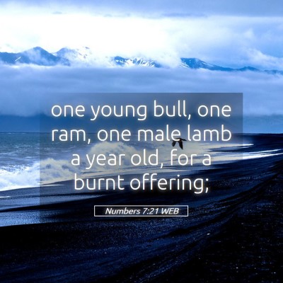 Picture 05 - Numbers 7:21 WEB - one young bull, one ram, one male lamb a year - Bible Verse Picture
