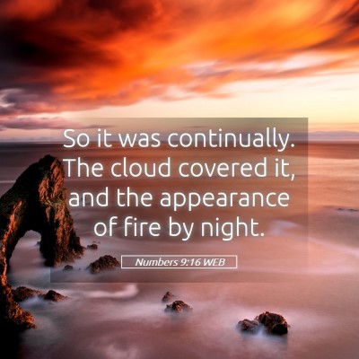 Picture 05 - Numbers 9:16 WEB - So it was continually. The cloud covered it, and - Bible Verse Picture