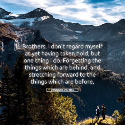 Picture 05 - Philippians 3:13 WEB - Brothers, I don't regard myself as yet having - Bible Verse Picture