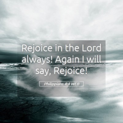Picture 05 - Philippians 4:4 WEB - Rejoice in the Lord always! Again I will say, - Bible Verse Picture