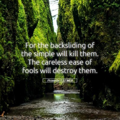 Picture 05 - Proverbs 1:32 WEB - For the backsliding of the simple will kill them. - Bible Verse Picture